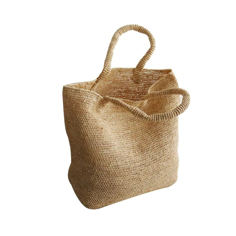 Woven jute bag on a white background