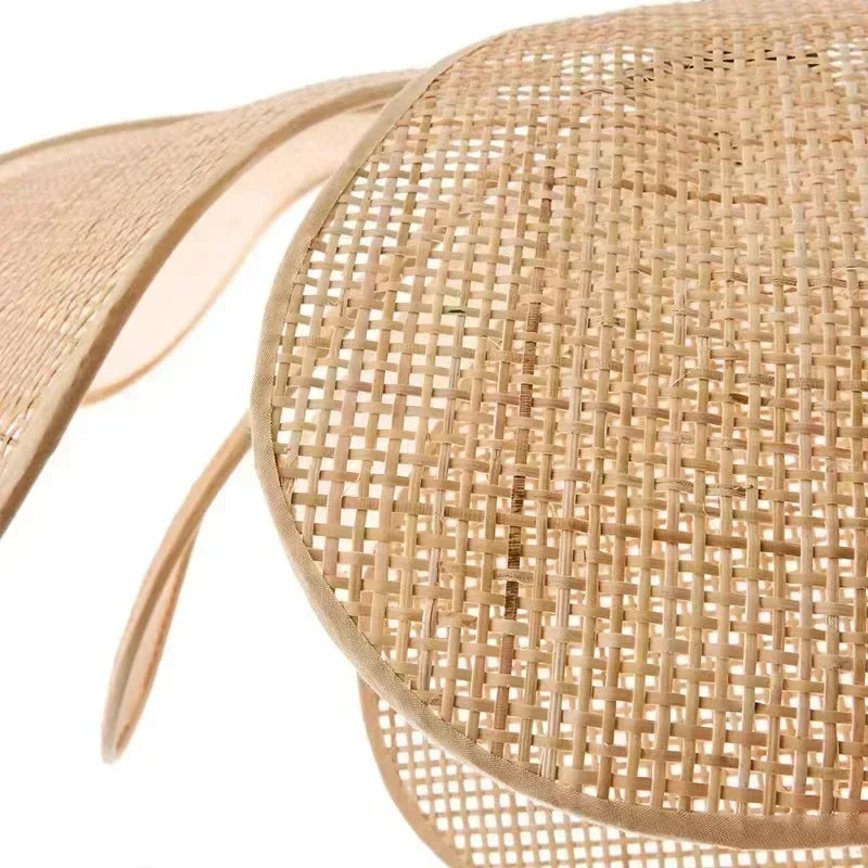 Close-up of a woven rattan lamp leaf japanese style with a white background