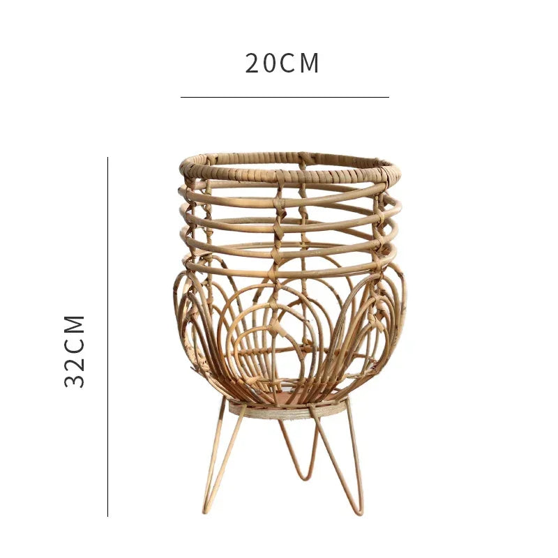 Wicker plant stand with dimensions on a white background 20CM