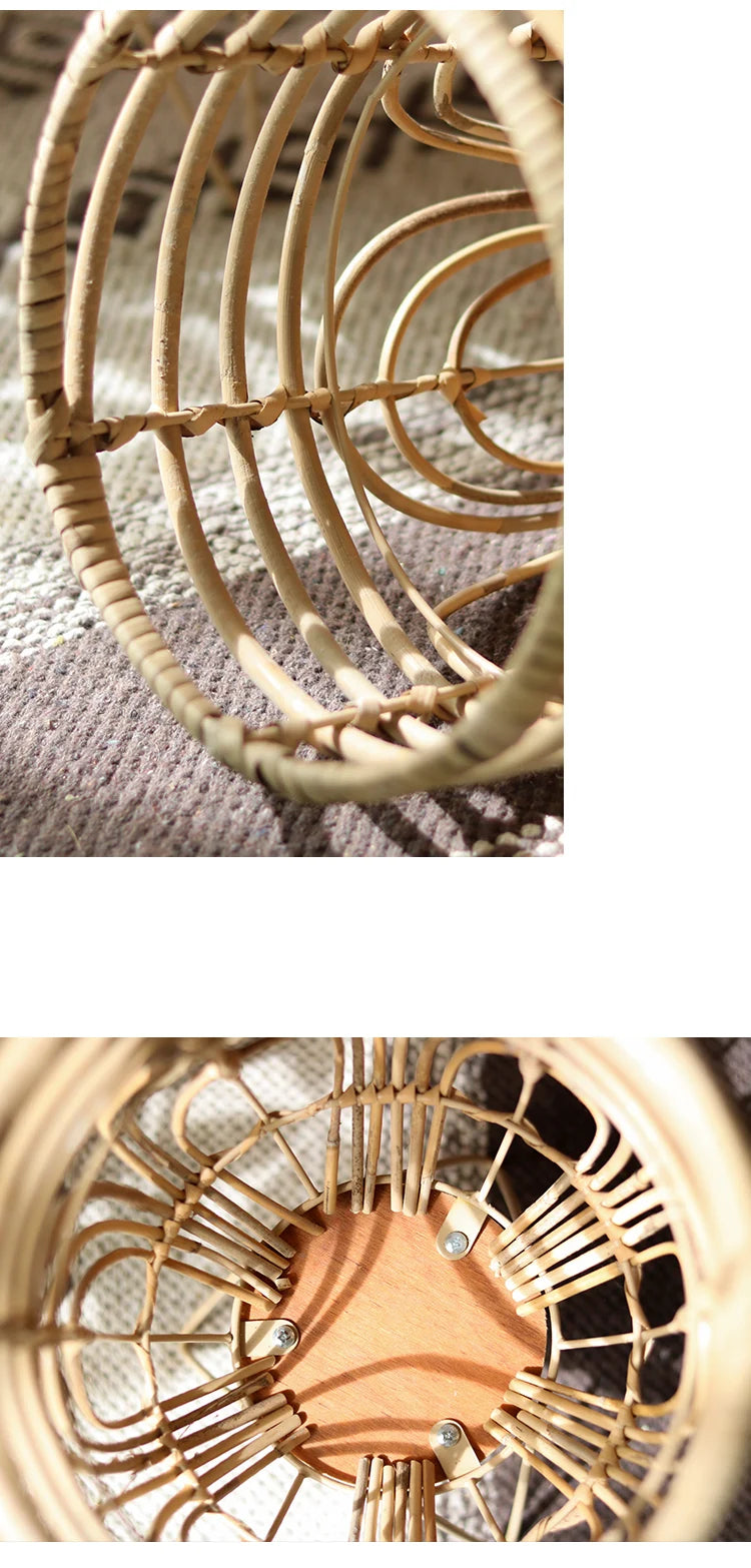 Close-up of a decorative woven object with intricate patterns on a textured fabric background.